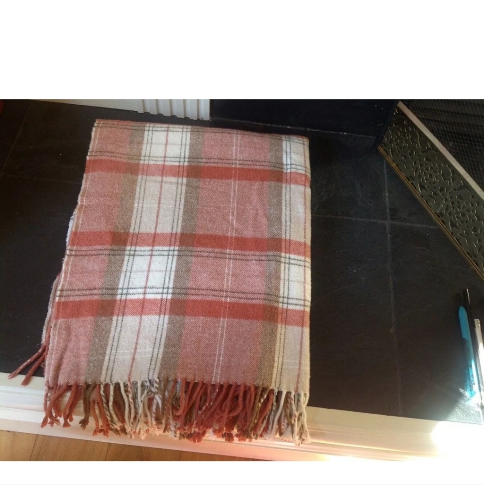 Tessilechiti Fringe Blanket Throw Plaid Made in Italy cotton/Acrylic